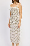 OLIVE FLORAL PRINTED SPAGHETTI STRAP MIDI DRESS, Minx Boutique-Southbury, [product tags]