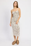 OLIVE FLORAL PRINTED SPAGHETTI STRAP MIDI DRESS, Minx Boutique-Southbury, [product tags]