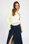 OVERSIZED CABLE KNIT ONE SHOULDER SWEATER, Minx Boutique-Southbury, [product tags]