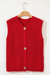 SPRING Textured Knit Buttoned Sweater Vest