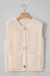 SPRING Textured Knit Buttoned Sweater Vest