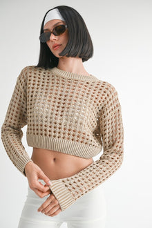  ROUND NECK KNITTED CROP SWEATER TOP