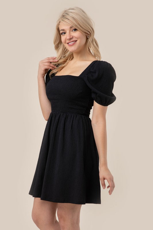 Puff sleeved smocked dress - [product_category], Minx Boutique-Southbury