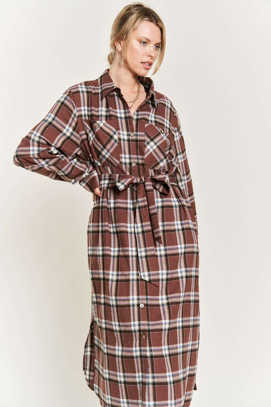 Plaid Print Collar Long Shirt Dress PLUS - [product_category], Minx Boutique-Southbury