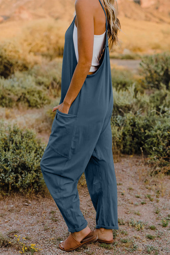 Double Take Full Size V-Neck Sleeveless Jumpsuit with Pockets, Minx Boutique-Southbury, [product tags]