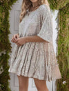 Sequin Round Neck Half Sleeve Mini Dress