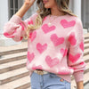 Fuzzy heart pink knit sweater Valentine - [product_category], Minx Boutique-Southbury