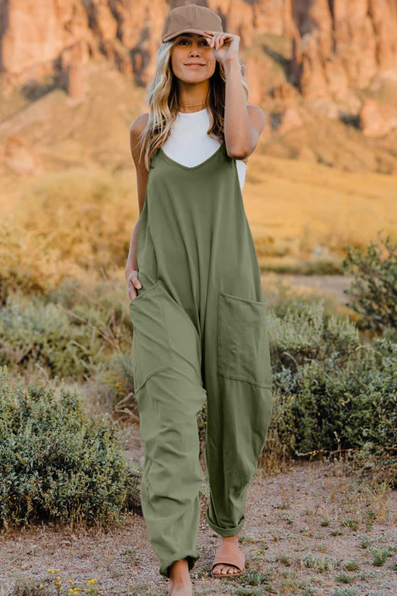 Double Take Full Size V-Neck Sleeveless Jumpsuit with Pockets, Minx Boutique-Southbury, [product tags]