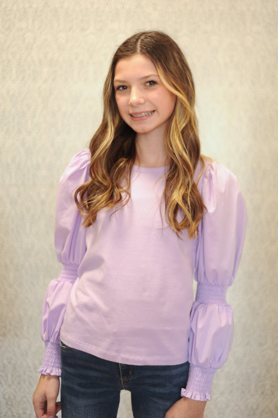 Lilac Long Sleeve Cotton Top - [product_category], Minx Boutique-Southbury