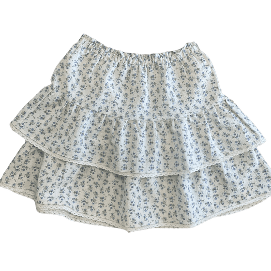 Blue Floral Ruffle Skirt - [product_category], Minx Boutique-Southbury