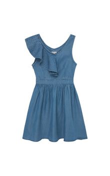 Ruffled Shoulder Indigo Dress - [product_category], Minx Boutique-Southbury