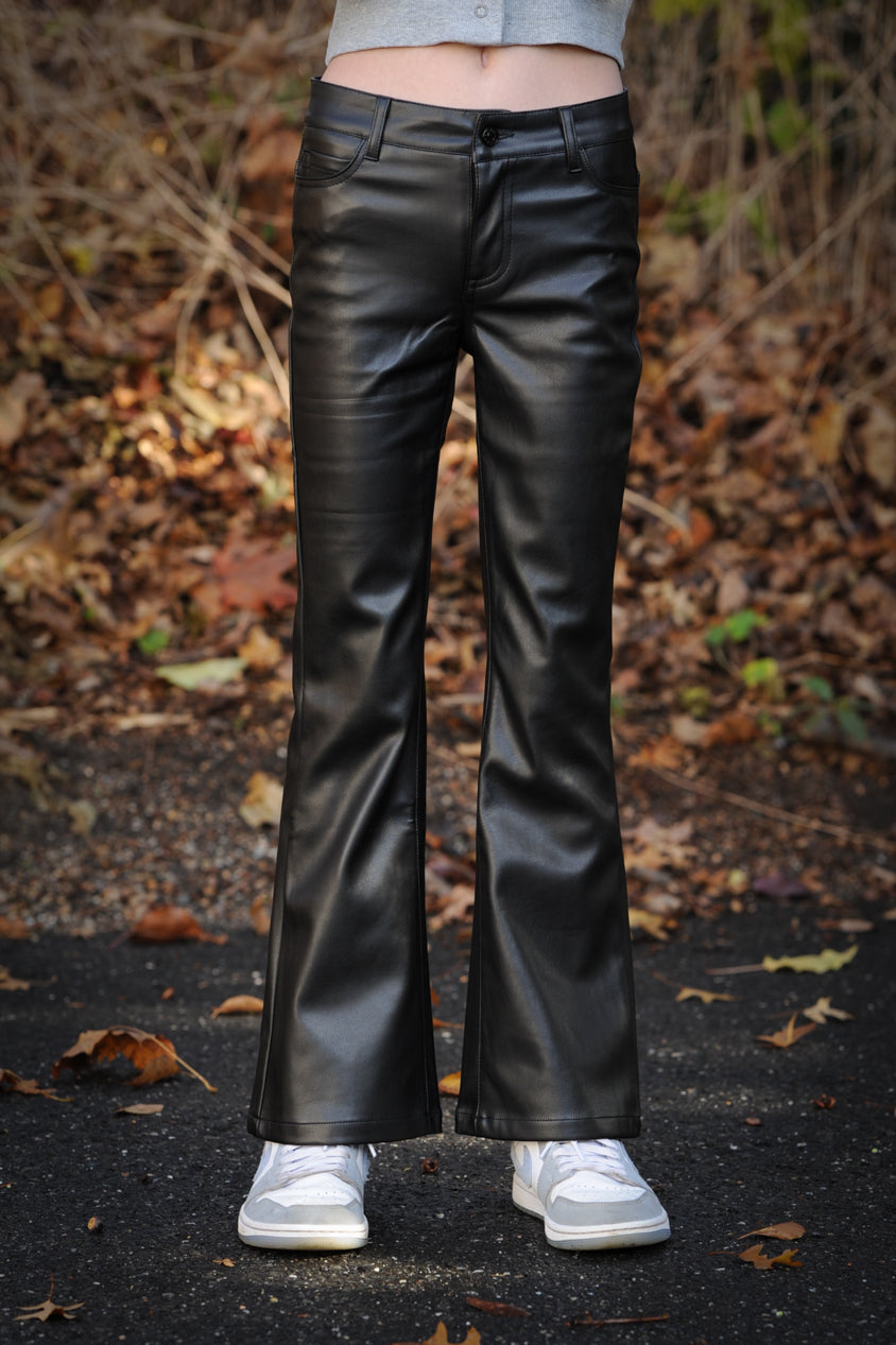Tractr Girl Pleather Flare Pants