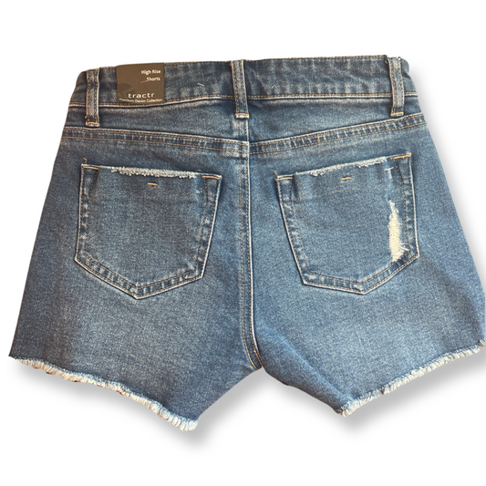 Tractr Girl High Rise Distressed Jean Short short