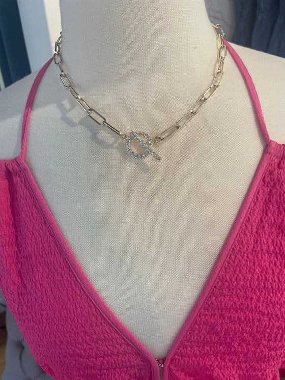 Paper Clip Diamond Clasp Necklace - [product_category], Minx Boutique-Southbury