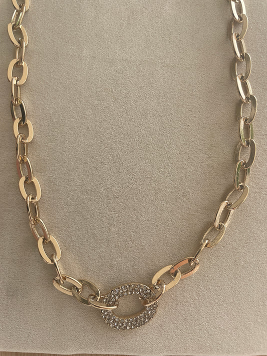 Gold rhinestone linked necklace