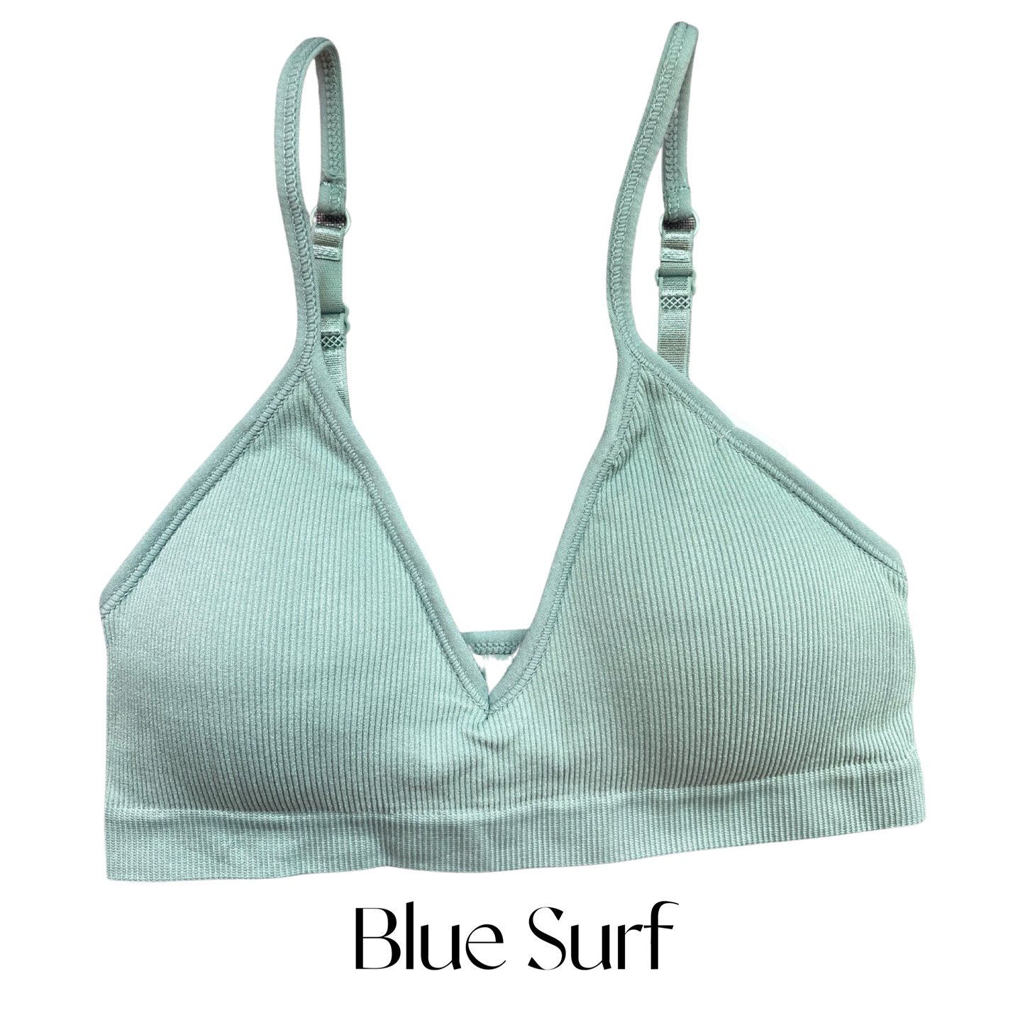 Seamless Ribbed Bralette Blue Surf