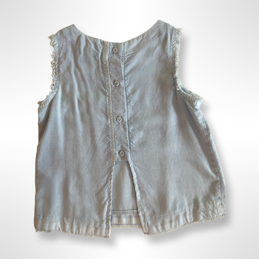 Bella Dahl Girl Frayed Button Back Tank- Aqua Mist blouse
