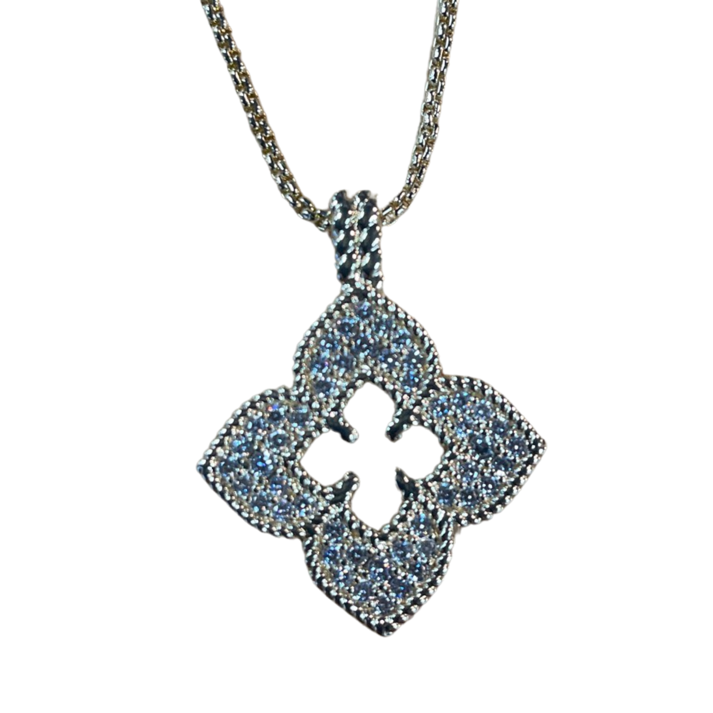 Rhinestone Clover Pendant Necklace
