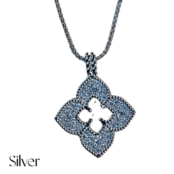 Rhinestone Clover Pendant Necklace - [product_category], Minx Boutique-Southbury