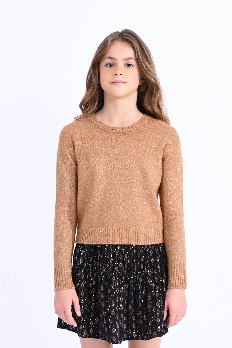 Mini Molly Camel Knit Sweater