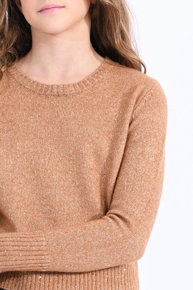 Mini Molly Camel Knit Sweater