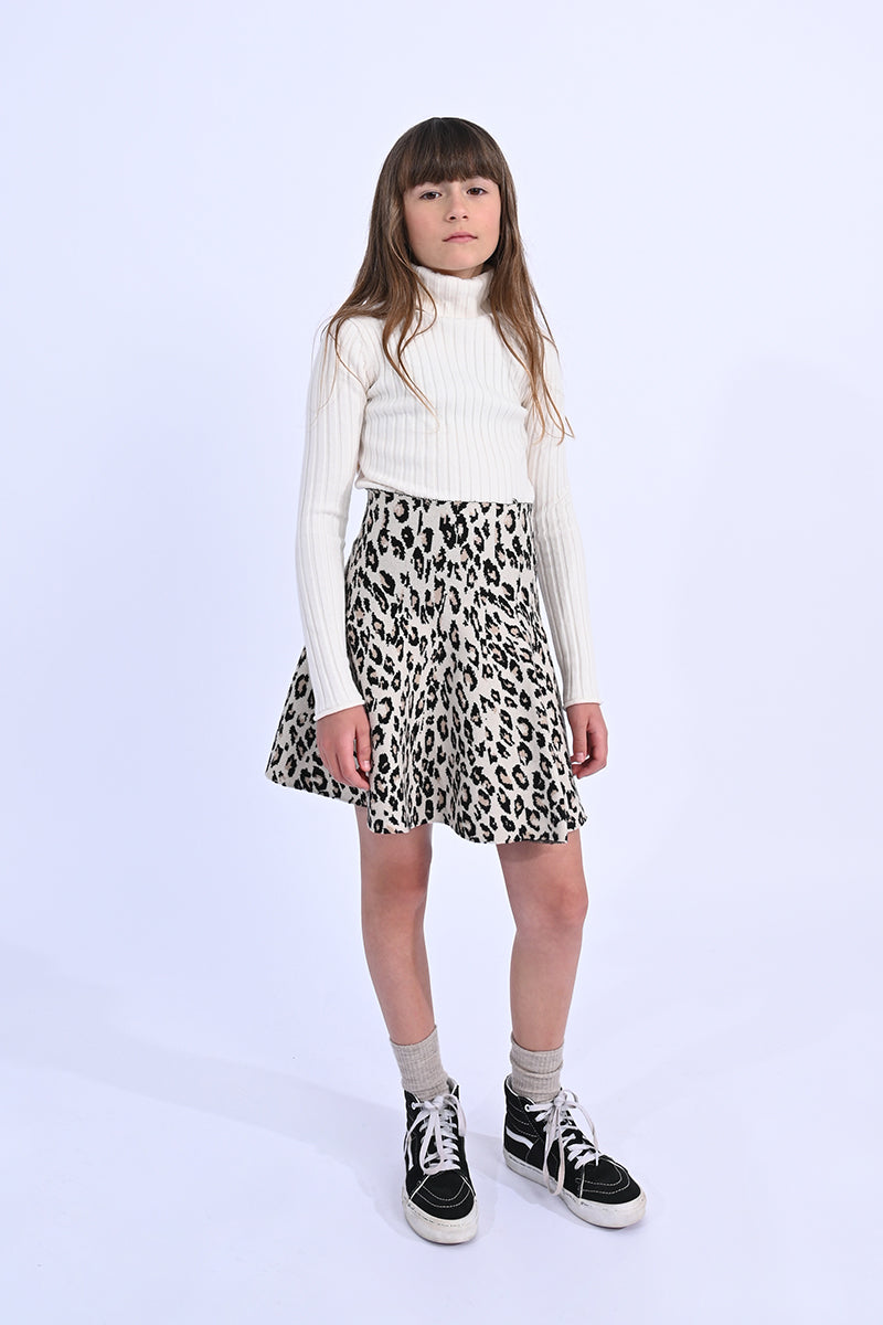 Mini Molly Beige Leopard Skirt Girls