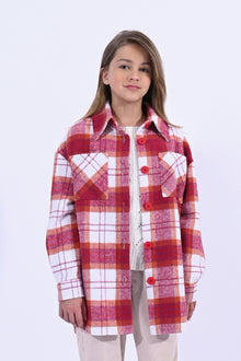  Girls Pink Checked Overshirt-Shacket - [product_category], Minx Boutique-Southbury