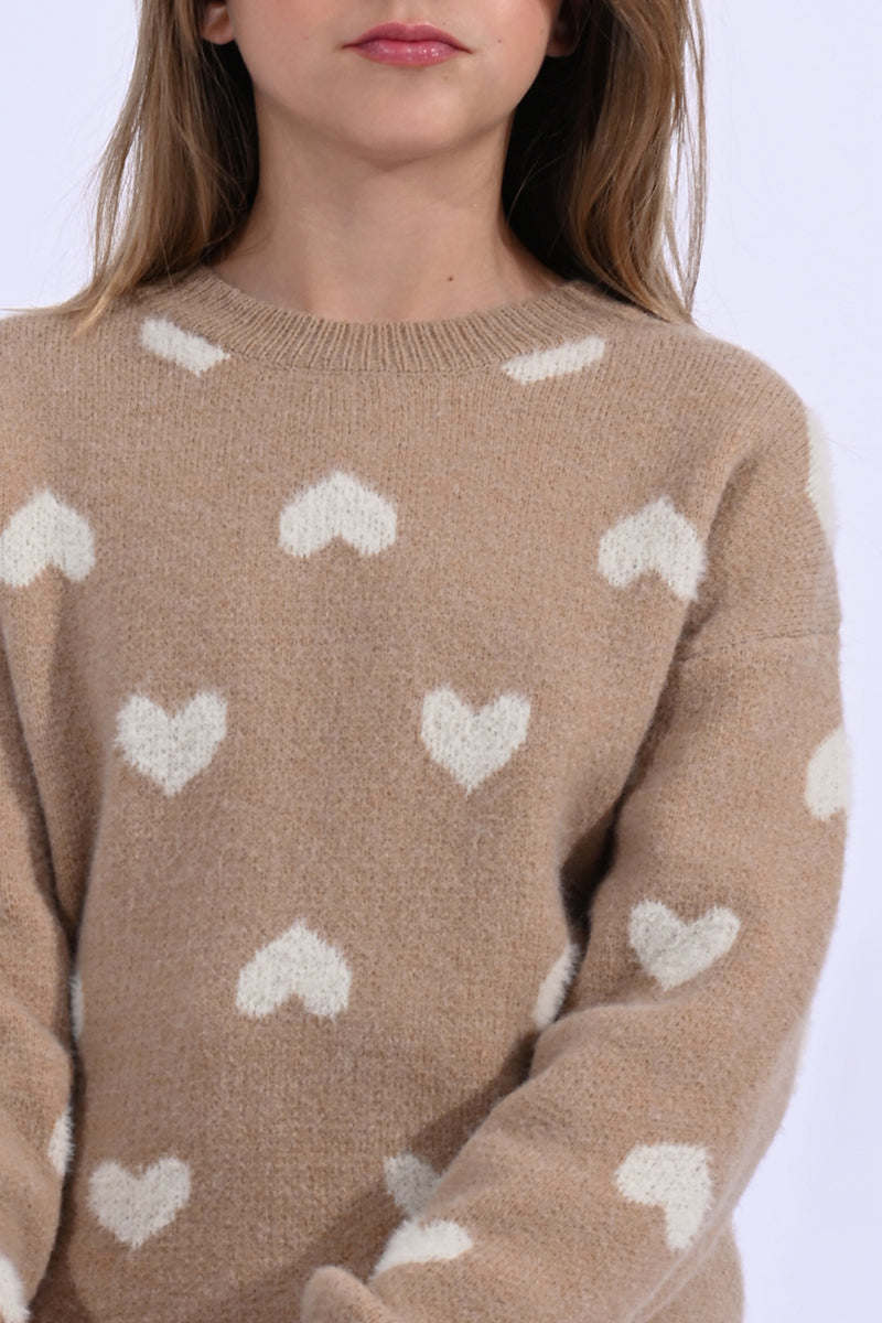 Mini Molly Camel Heart Sweater