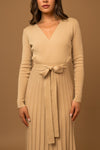 Camel V-Neck Sweater Midi Dress - [product_category], Minx Boutique-Southbury