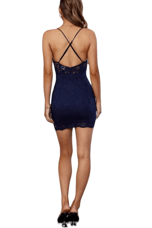 Navy Lace Cami Corset Mini Dress - [product_category], Minx Boutique-Southbury
