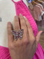 Butterfly Rhinestone Adjustable Ring