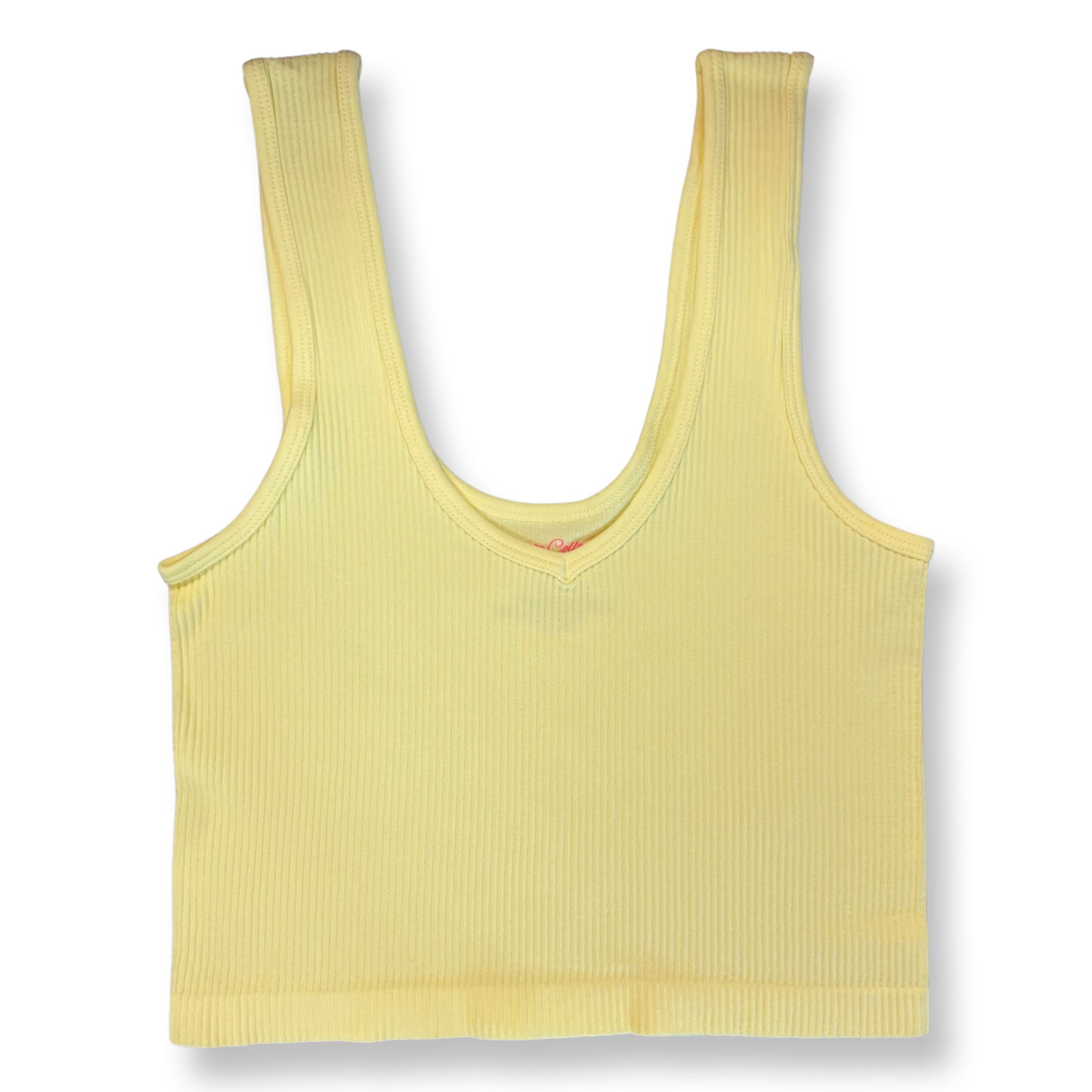 V-neck Ribbed Cropped Tank Brami Canary Yellow Clothing
