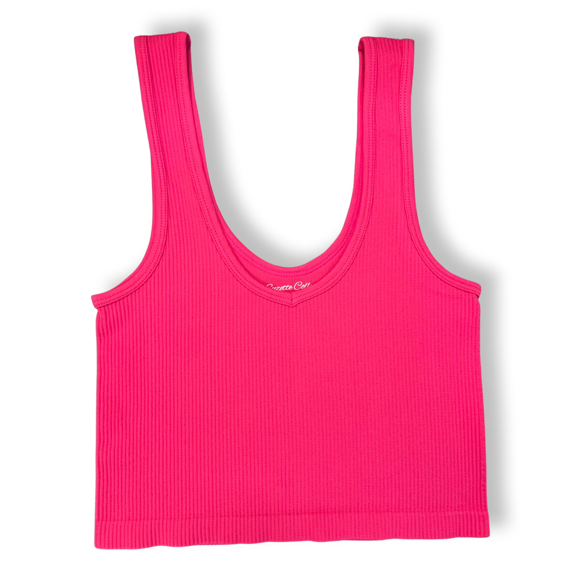 V-neck Ribbed Cropped Tank Brami Brilliant Rose Clothing