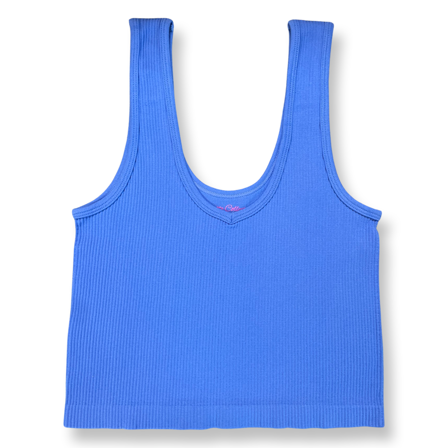 V-neck Ribbed Cropped Tank Brami Cool Blue Clothing