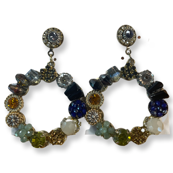 Floral Hoop Dangle Earrings - [product_category], Minx Boutique-Southbury
