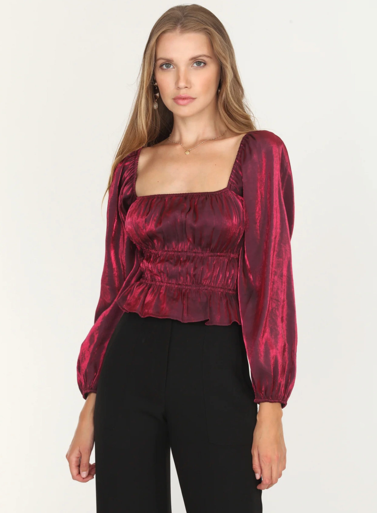 Adelyn Rae Bloodstone Peplum Blouse