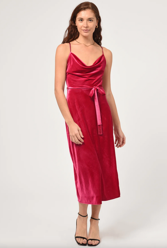 Zana Pink Velvet Cowl Neck Slip Dress by Adelyn Rae - [product_category], Minx Boutique-Southbury