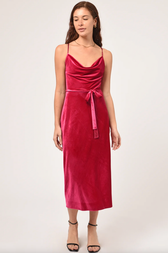 Zana Pink Velvet Cowl Neck Slip Dress by Adelyn Rae - [product_category], Minx Boutique-Southbury