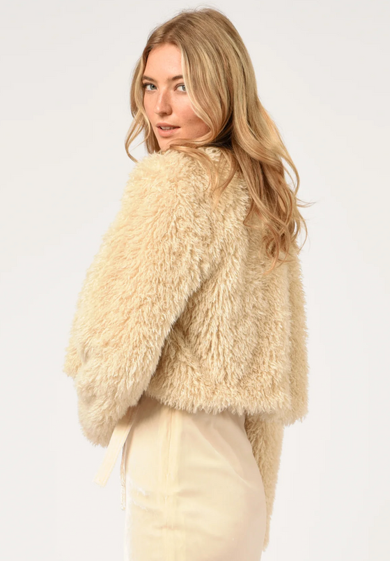 Thalia  Ivory Faux Fur Cropped Coat by Adelyn Rae - [product_category], Minx Boutique-Southbury