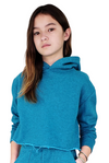 Tractr Girl Blue Knit Crop Hoodie - [product_category], Minx Boutique-Southbury