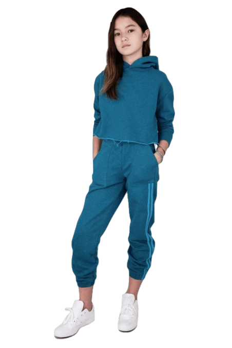 Tractr Girl Blue Knit Jogger Sweatpants - [product_category], Minx Boutique-Southbury
