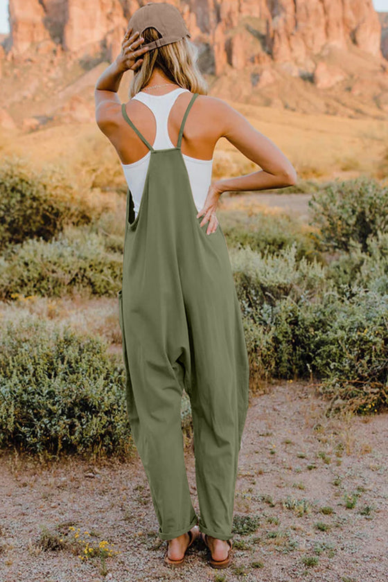 Double Take Full Size V-Neck Sleeveless Jumpsuit with Pockets, Minx Boutique-Southbury, [product tags]