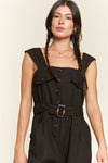 PLUS SLEEVELESS SQUARE NECK BUTTON ANKLE JUMPSUIT - Online Only - [product_category], Minx Boutique-Southbury