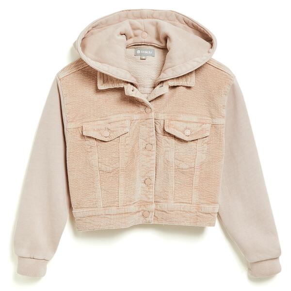 Tractr Gil Corduroy Combo Knit Crop Jacket