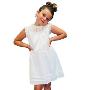 Girls White Ruffle Mock Neck Dress - [product_category], Minx Boutique-Southbury