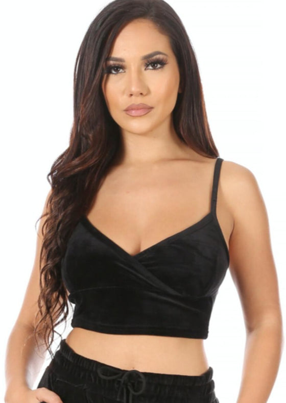 Black Velour cropped Brami - [product_category], Minx Boutique-Southbury