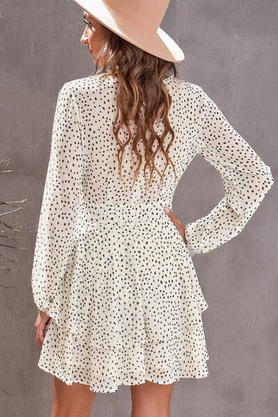 Tied Polka Dot Balloon Sleeve Layered Dress - [product_category], Minx Boutique-Southbury