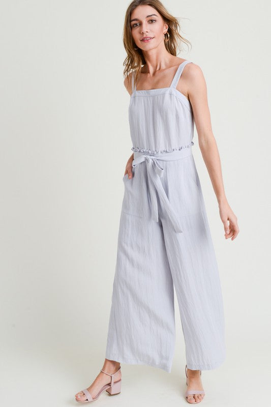Periwinkle Tank Ankle Jumpsuit with Frill Waist Dress