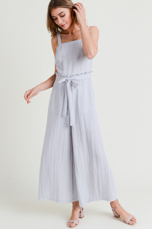 Periwinkle Tank Ankle Jumpsuit with Frill Waist Small Dress