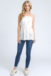 Women's White Button Down Scalloped Tank - [product_category], Minx Boutique-Southbury